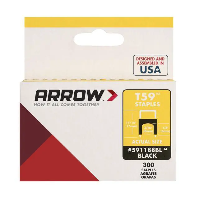 Alt view image 4 of 6 - 591188BLSS Genuine T59 Stainless Steel 1/4-Inch Leg Length by 5/16-Inch Crown Width Insulated Staples for Cable and Wiring, Black, 300 Count