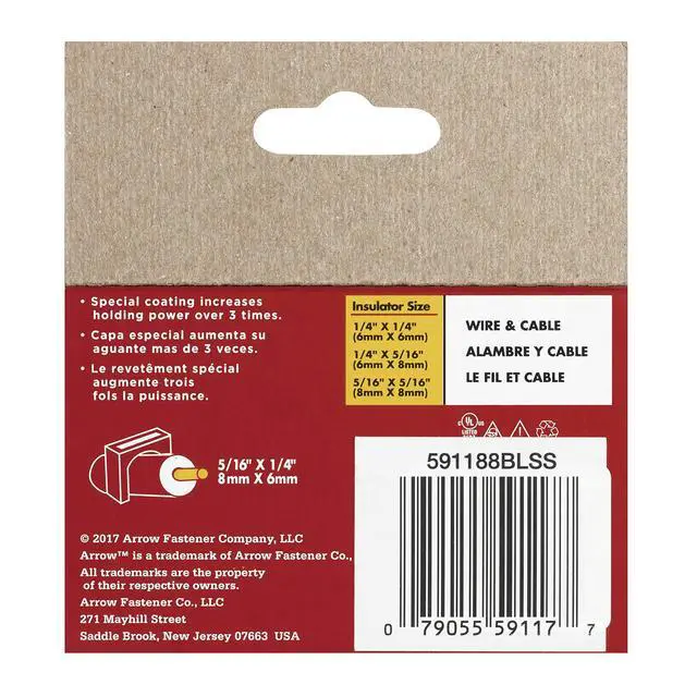 Alt view image 5 of 6 - 591188BLSS Genuine T59 Stainless Steel 1/4-Inch Leg Length by 5/16-Inch Crown Width Insulated Staples for Cable and Wiring, Black, 300 Count