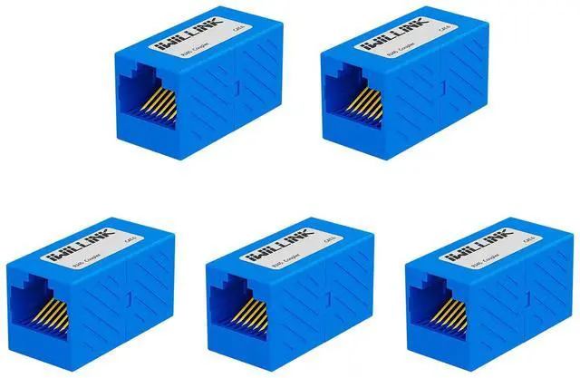 Main image of RJ45 Coupler Ethernet Connector, Female to Female RJ45 Connector for Cat7 Cat6 Cat5e Cat5 Ethernet Cable, Extender Adapter, 5 Pack, Blue