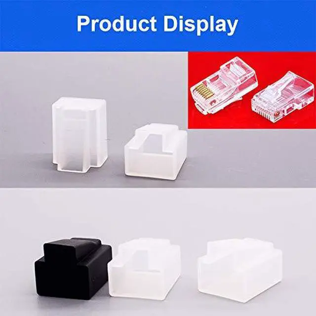 Alt view image 4 of 4 - 50 Pack RJ45 Connectors Dust Cover Protector Ethernet Cable Plug Protective Case Cap for RJ45 Pass Through Connector Network Cat5e Cat6 Cat7 Internet LAN Patch Cord Printer Indoor Outdoor