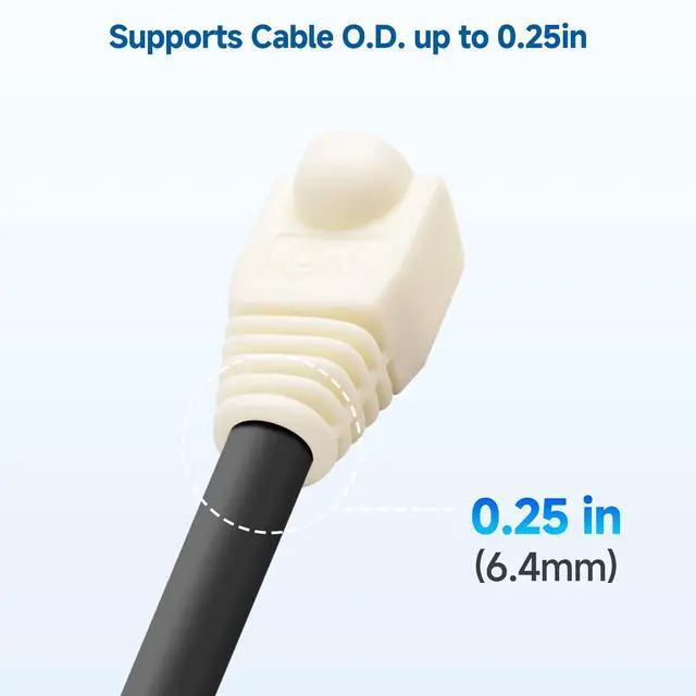 Alt view image 3 of 6 - 100-Pack Cat6 / Cat5e RJ45 Strain Relief Boots, RJ45 Boot, Cat 6 Boot, Cat6 Ethernet Boots, White, Suitable for 6.5mm (0.25in) Ethernet Cables