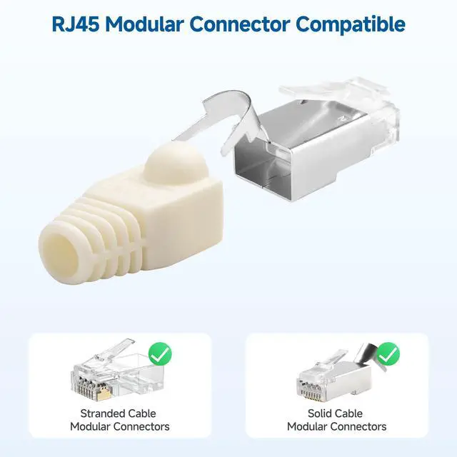 Alt view image 4 of 6 - 100-Pack Cat6 / Cat5e RJ45 Strain Relief Boots, RJ45 Boot, Cat 6 Boot, Cat6 Ethernet Boots, White, Suitable for 6.5mm (0.25in) Ethernet Cables