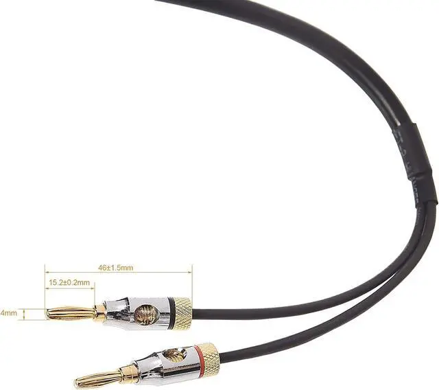 Alt view image 2 of 4 - Banana Plug 16AWG Speaker Cable Wire, CL2 Rated for in-Wall Use, Gold-Plated Banana-Tip Plugs (4mm), Oxygen-Free Copper, 6 Foot, Black