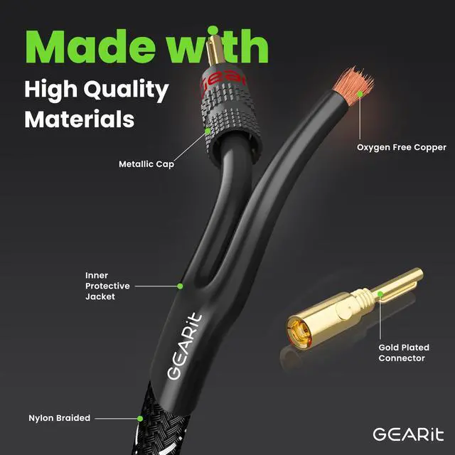 Alt view image 2 of 7 - Speaker Cable with Banana Plugs 3 ft 12 Gauge,OFC Speaker Wire CL2 Rated with Gold-Plated Tips,Braided Speaker Cables for Audiophiles,Hi-Fi Systems,Home Theater,Amplifiers & Speakers(Black)