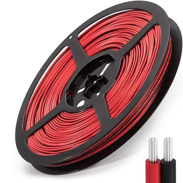 Main image of 65.6ft Extension Cable Wire Cord 20M 22AWG Led Wire Cord for Single Color LED Strips 22/2 Low Voltage Extension, Black and Red, Led Light, Speaker, Doorbell, Electrical System Connection