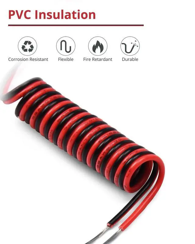 Alt view image 4 of 7 - 65.6ft Extension Cable Wire Cord 20M 22AWG Led Wire Cord for Single Color LED Strips 22/2 Low Voltage Extension, Black and Red, Led Light, Speaker, Doorbell, Electrical System Connection