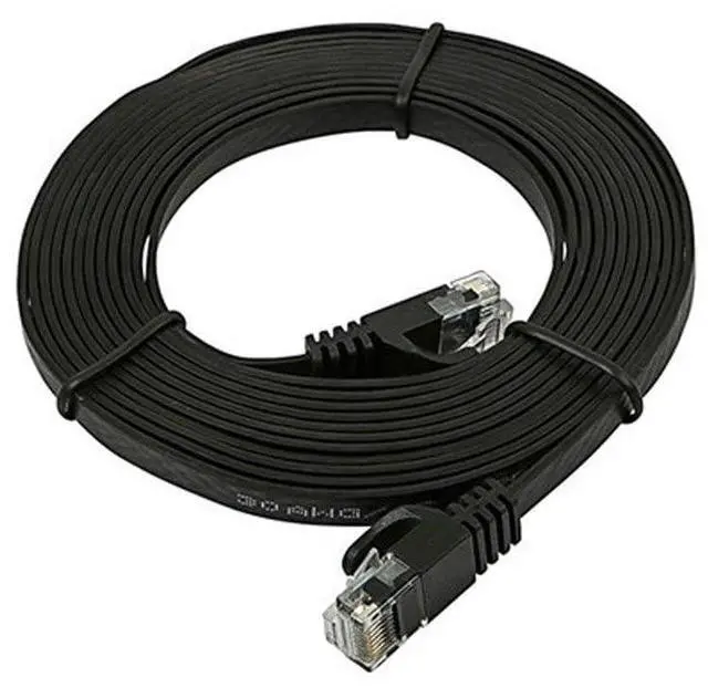 Alt view image 2 of 6 - Cat5e 10ft Black Flat Patch Cable UTP 30AWG 350MHz Pure Bare Copper Snagless RJ45 Flexboot Series Ethernet Cable