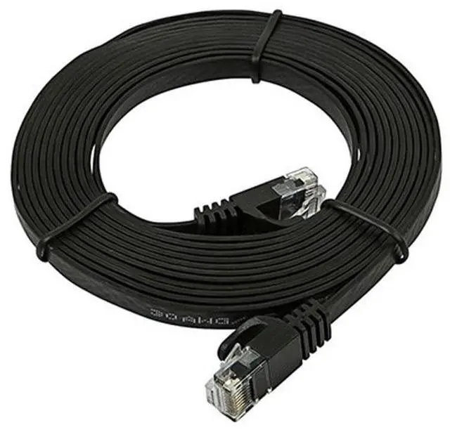 Alt view image 4 of 6 - Cat5e 10ft Black Flat Patch Cable UTP 30AWG 350MHz Pure Bare Copper Snagless RJ45 Flexboot Series Ethernet Cable