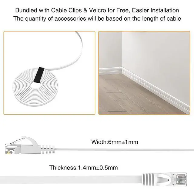 Alt view image 6 of 7 - Cat6 Ethernet Cable 15ft,Heavy Duty High Speed 26AWG, 2000Mhz with Gold Plated RJ45 Connector, Weatherproof S/FTP UV Resistant for Router, Modem, PC, Gaming, PS5, Xbox-White