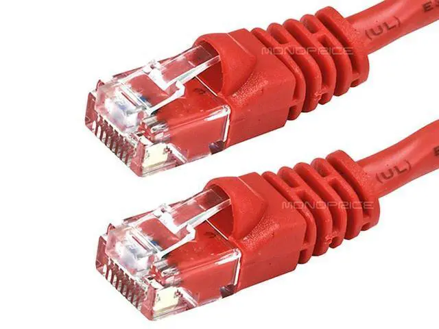 Alt view image 2 of 3 - Cat6 14ft Red Crossover Patch Cable UTP 24AWG 550MHz Pure Bare Copper Snagless RJ45 Fullboot Series Ethernet Cable
