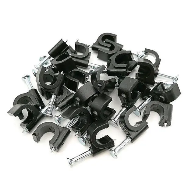 Alt view image 3 of 5 - 7mm Ethernet Cat6 Cable Clips Clamps RG6 with Steel Nail (200 Pack) Wire Clips Black for Wall,Cord Management