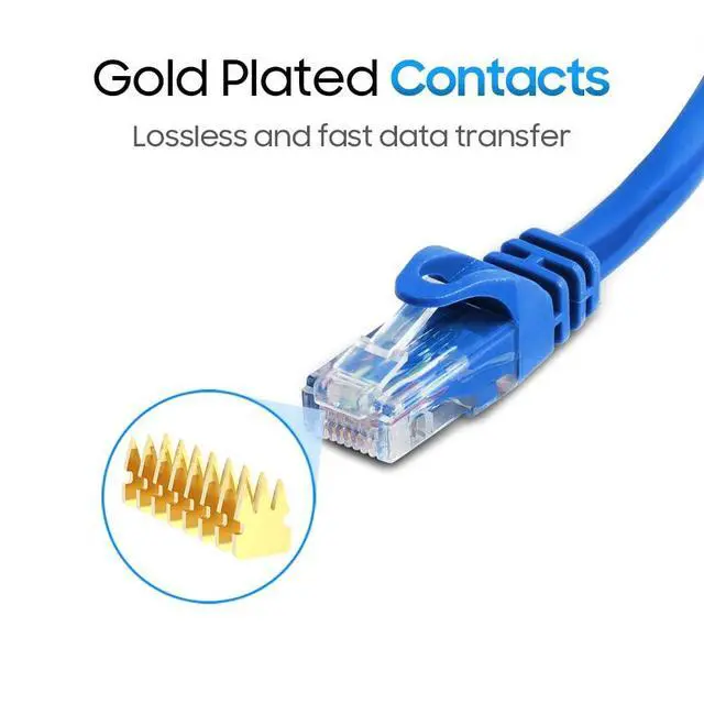 Alt view image 4 of 7 - Cat 6 Ethernet Cable 7 ft, Cat6 Patch Cables 10Gbps LAN Cable, 550MHz Network Cable, RJ45 Connectors, Compatible with Gaming Computer, Laptop, Modem, Router, HDTV, Gaming Console - Blue