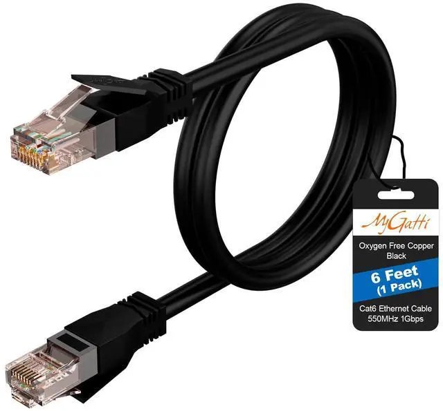 Main image of Cat6 Ethernet Cable 6 FT, Snagless Short Cat 6 Patch Cord, 1Gbps, RJ45 Pure Copper Internet Network Cables, Upgraded Flexible PVC Jacket, UTP, PC, Router, Servers, IT Data Center, Black
