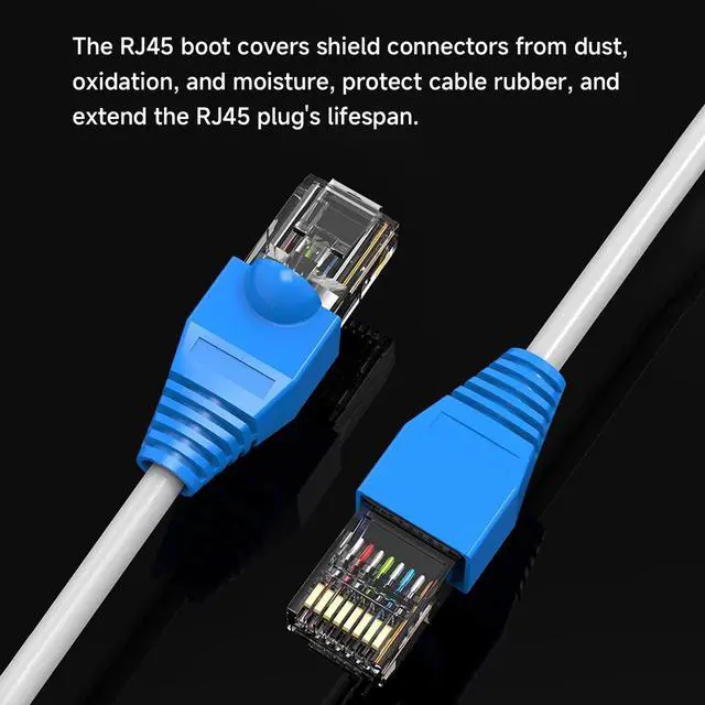 Alt view image 3 of 5 - 100pcs RJ45 Strain Relief Boots, CAT5 CAT5E CAT6 CAT6E Ethernet Boot,Fits 0.25in Ethernet RJ45 Cables Blue