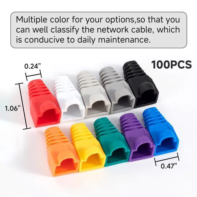 Alt view image 4 of 5 - 100pcs RJ45 Strain Relief Boots, CAT5 CAT5E CAT6 CAT6E Ethernet Boot,Fits 0.25in Ethernet RJ45 Cables Blue