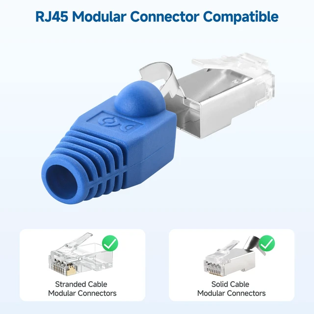 Alt view image 4 of 6 - 200-Pack Cat6/Cat5e RJ45 Strain Relief Boots, Blue Suitable for 6.5mm (0.25in) Ethernet Cables, RJ45 Boot, Cat 6 Boot