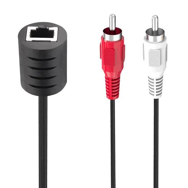 Alt view image 5 of 6 - Audio Balun, 2 Pack Stereo RCA to Stereo RCA Audio Extender Over Cat5 / Cat6 2 RCA to RJ45 Stereo Cable