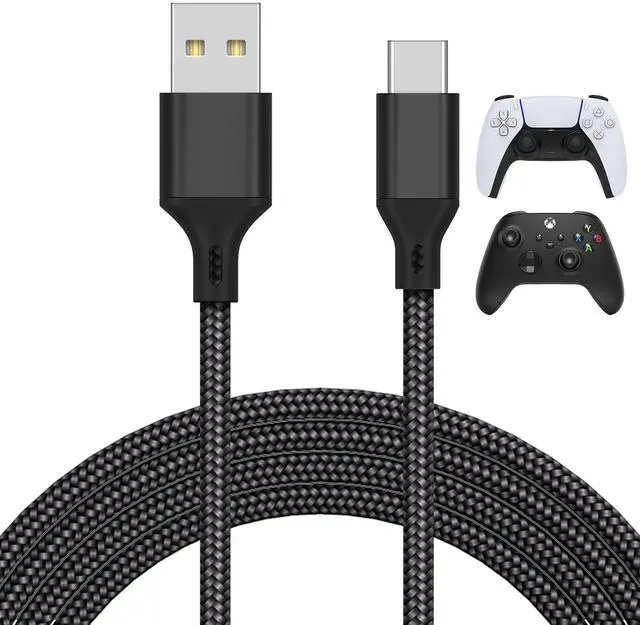 Main image of 16.4FT Charger Charging Cable for PS5/ PS5 Pro/Xbox Series X/S Controller/for Switch Pro, Replacement USB Charging Cord Nylon Braided Type-C Ports Accessories for PS5/for Xbox Series X, Black