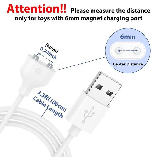 Alt view image 3 of 7 - Magnetic USB DC Charger Cable Replacement Charging Cord for Rechargeable Toys Massagers Electric Toothbrush (6MM/0.24in)