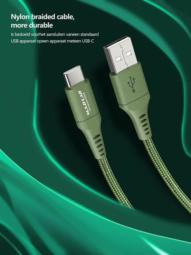 Alt view image 2 of 7 - USB to USB C Cable; 3;3 Ft Nylon Braided; 3A Charging; 480 Mbps Data Transfer; 10000+ Bend Tested; USB C Cable Compatible with iPhone 17; iPhone 16; iPhone 15; Android and More
