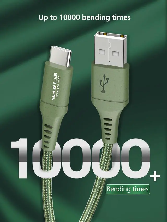 Alt view image 4 of 7 - USB to USB C Cable; 3;3 Ft Nylon Braided; 3A Charging; 480 Mbps Data Transfer; 10000+ Bend Tested; USB C Cable Compatible with iPhone 17; iPhone 16; iPhone 15; Android and More