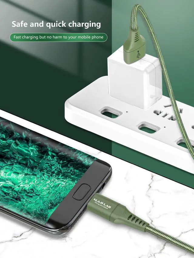 Alt view image 7 of 7 - USB to USB C Cable; 3;3 Ft Nylon Braided; 3A Charging; 480 Mbps Data Transfer; 10000+ Bend Tested; USB C Cable Compatible with iPhone 17; iPhone 16; iPhone 15; Android and More