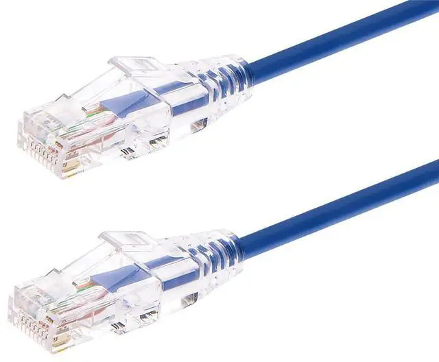 Main image of Cat6 5ft Blue Component Level Patch Cable UTP 28AWG 550MHz Pure Bare Copper Snagless RJ45 SlimRun Series Ethernet Cable
