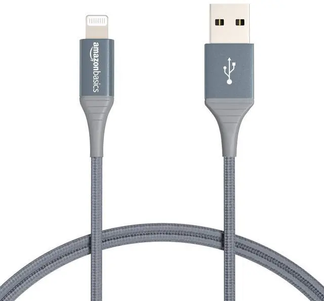 Main image of USB-A to Lightning Charger Cable, Nylon Braided Cord, MFi Certified for Apple iPhone 14 13 12 11 X Xs Pro, Pro Max, Plus, iPad, 10,000 Bend Lifespan, High Speed Transfer, 6ft, Dark Gray