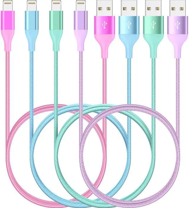 Main image of iPhone Charger 4Pack 6 FT Apple MFi Certified Lightning Cable Fast Charging iPhone Charger Cord Colorful Nylon Braided for iPhone 14 13 12 11 Pro Max XR XS X 8 7 6 Plus SE iPad and More