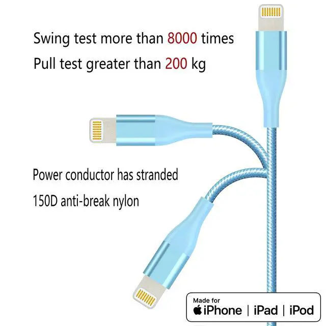 Alt view image 3 of 7 - iPhone Charger 4Pack 6 FT Apple MFi Certified Lightning Cable Fast Charging iPhone Charger Cord Colorful Nylon Braided for iPhone 14 13 12 11 Pro Max XR XS X 8 7 6 Plus SE iPad and More