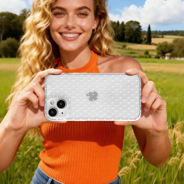 Alt view image 6 of 7 - Cute Phone Case for iPhone 13/iPhone 14 Case Polka Dot Fashion Aesthetic Design for Women Girls, Slim TPU Shockproof Protective Phone Cover for iPhone 13/14 - Clear