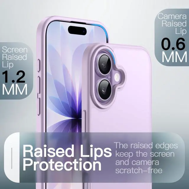 Alt view image 5 of 7 - Matte Case for iPhone 17 6.3-Inch, Shockproof Military Grade Drop Protection, Frosted Translucent Back Minimalist Phone Cover, Anti-Fingerprint (Lavender)