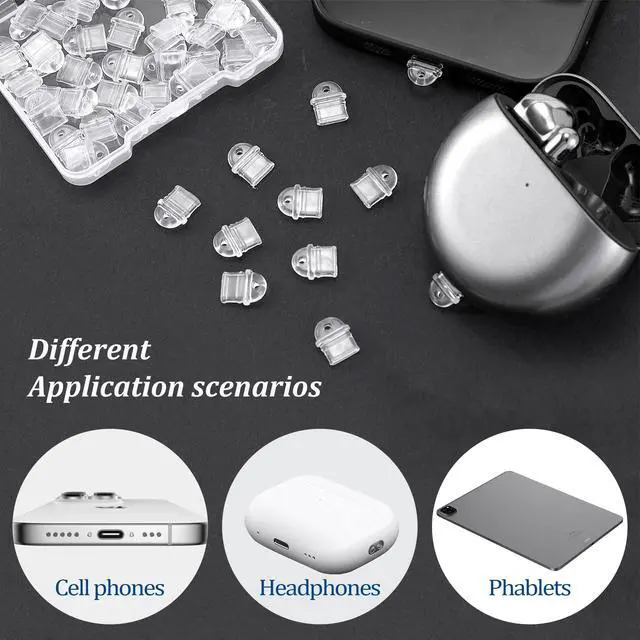 Alt view image 7 of 7 - 50PCS White Anti Dust Silicone Type C Charging Port, Universal Anti Dust Plug Set, Clear Dust Plug Cover & Portable Charging Port Protector for Phones, Laptops & Tablets