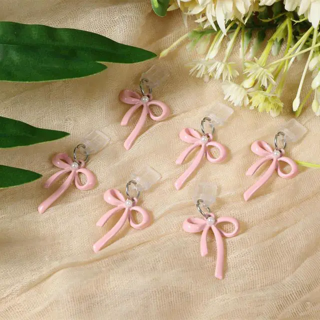 Alt view image 7 of 7 - Charms for Dust Plug 6 PCS Pink Bow Dust Plug Charm Compatible with E-Reader & Type C Devices Acrylic Decorative Accessories Gift for Readers Book Lovers Men Women Teachers Students