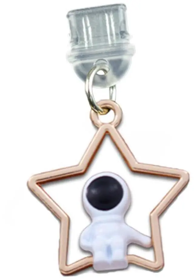 Main image of Dust Plug Charm Cute Astronaut Earphone Jack Stopper Cap Pendant Anti Dust Plug Kawaii Type-C USB Plug Cell Phone Anti-Dust Plugs for iPhone Charge Port (Type-C Star)