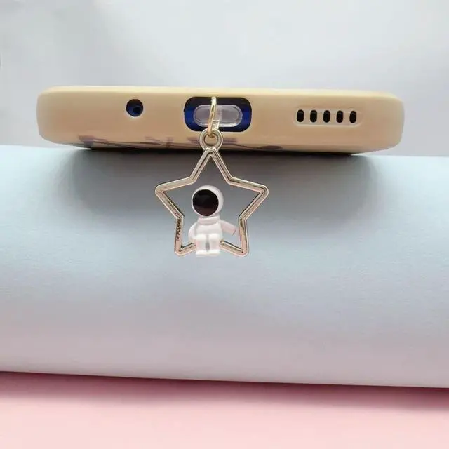 Alt view image 5 of 7 - Dust Plug Charm Cute Astronaut Earphone Jack Stopper Cap Pendant Anti Dust Plug Kawaii Type-C USB Plug Cell Phone Anti-Dust Plugs for iPhone Charge Port (Type-C Star)