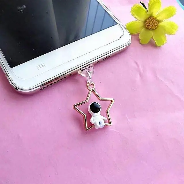 Alt view image 6 of 7 - Dust Plug Charm Cute Astronaut Earphone Jack Stopper Cap Pendant Anti Dust Plug Kawaii Type-C USB Plug Cell Phone Anti-Dust Plugs for iPhone Charge Port (Type-C Star)
