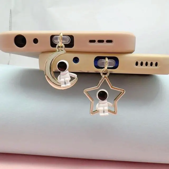 Alt view image 7 of 7 - Dust Plug Charm Cute Astronaut Earphone Jack Stopper Cap Pendant Anti Dust Plug Kawaii Type-C USB Plug Cell Phone Anti-Dust Plugs for iPhone Charge Port (Type-C Star)