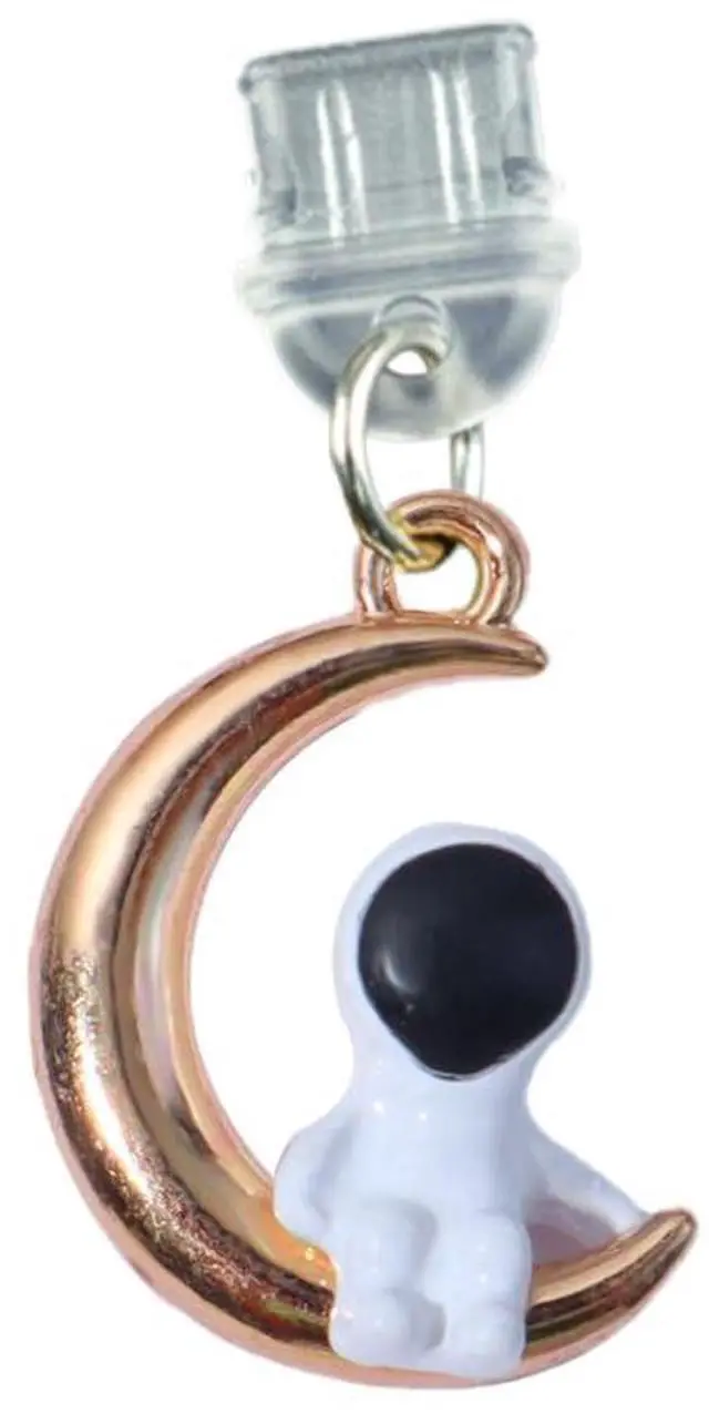 Main image of Dust Plug Charm Cute Astronaut Earphone Jack Stopper Cap Pendant Anti Dust Plug Kawaii Type-C USB Plug Cell Phone Anti-Dust Plugs for iPhone Charge Port (Type-C Moon)