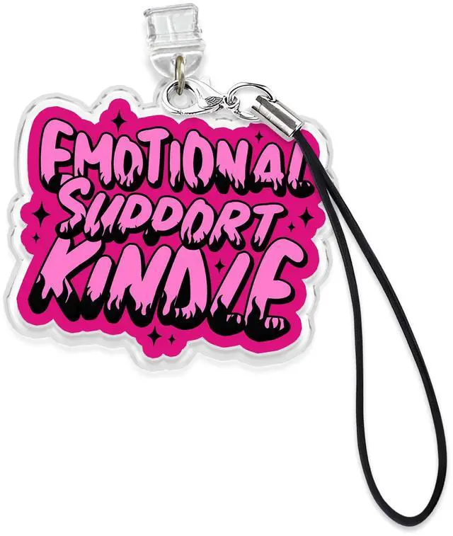 Main image of Emotional Support Kind*e Charms for E-Readers, Dust Plug Charm 1.5 Inches Bookworm Life, Book Lover, Reading Lover Lightning/Type C Acrylic Material Charms for Phone Accessories for E-Reader Gifts