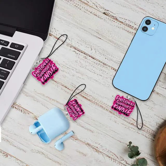 Alt view image 5 of 6 - Emotional Support Kind*e Charms for E-Readers, Dust Plug Charm 1.5 Inches Bookworm Life, Book Lover, Reading Lover Lightning/Type C Acrylic Material Charms for Phone Accessories for E-Reader Gifts