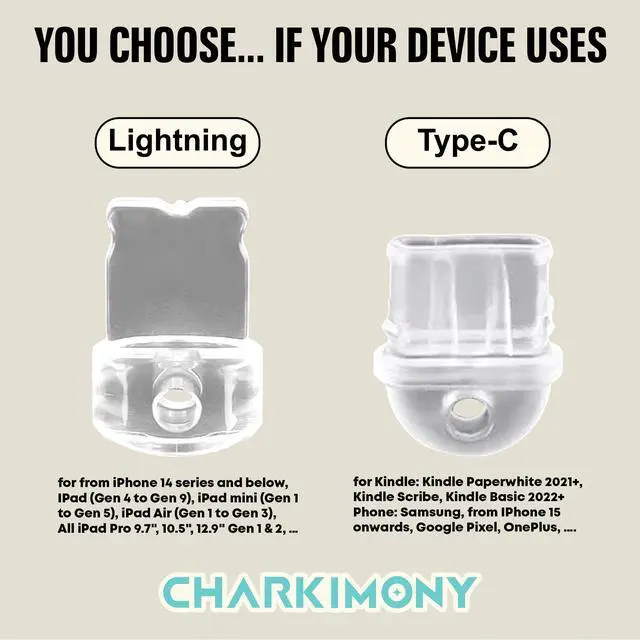 Alt view image 6 of 6 - Emotional Support Kind*e Charms for E-Readers, Dust Plug Charm 1.5 Inches Bookworm Life, Book Lover, Reading Lover Lightning/Type C Acrylic Material Charms for Phone Accessories for E-Reader Gifts