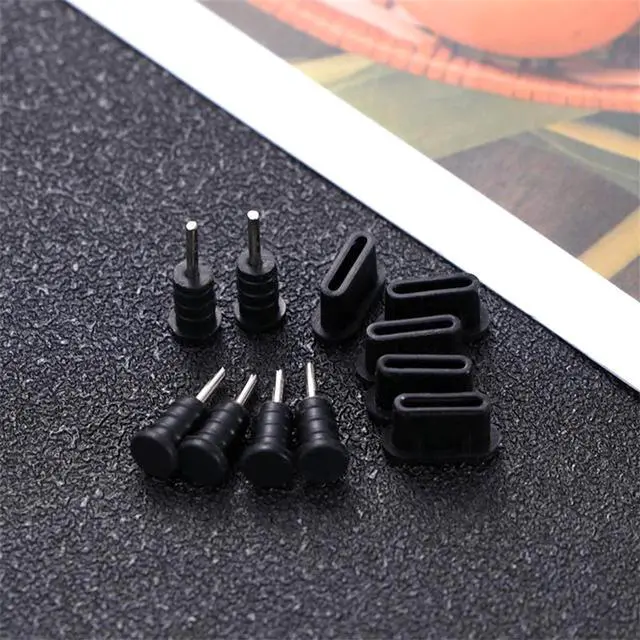 Alt view image 7 of 7 - Anti-dust Plug Set - 8 Silicone Caps, 4 Type-C & 4 Headphone Plugs, Compatible with Type C & Earphone Jacks