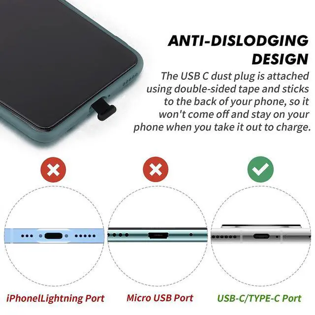 Alt view image 6 of 7 - 3Packs Dust Plug, for Phone USB Type C Port Silicone Dust Cover Cap, Protect Charging Port from Dust and Moist (Five-Sided)