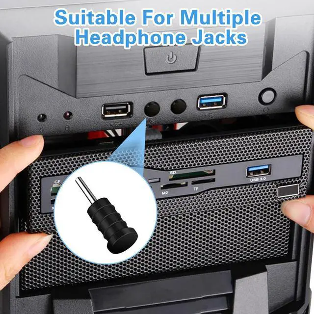 Alt view image 4 of 7 - 45 Pieces 3.5mm Rubber Dust Plugs Caps Protector, Anti-Dust Headphone Jack Dust Plugs Cover USB-C Charge Port Protector Plug Covers for Earphone Mobile Phone Laptop Desktop Computer, Black