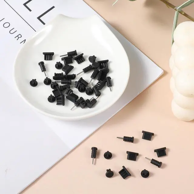 Alt view image 6 of 7 - 45 Pieces 3.5mm Rubber Dust Plugs Caps Protector, Anti-Dust Headphone Jack Dust Plugs Cover USB-C Charge Port Protector Plug Covers for Earphone Mobile Phone Laptop Desktop Computer, Black