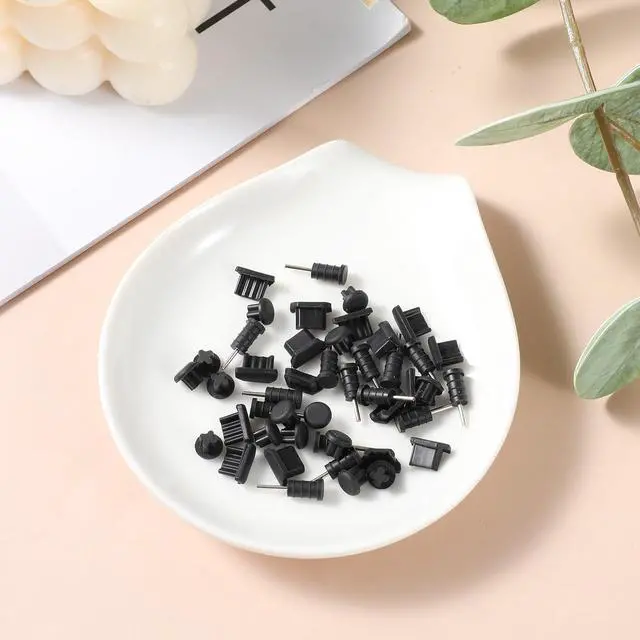 Alt view image 7 of 7 - 45 Pieces 3.5mm Rubber Dust Plugs Caps Protector, Anti-Dust Headphone Jack Dust Plugs Cover USB-C Charge Port Protector Plug Covers for Earphone Mobile Phone Laptop Desktop Computer, Black