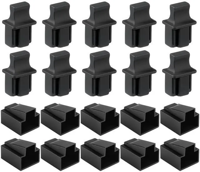 Main image of Rj45 Dust Covers Caps, 10 Male + 10 Female Ethernet Port Cover Ethernet Lan Port Protector Rj45 Anti-Dust Cover Plugs Protector Stopper Cap for Fiber Optic Copper Rj45female Fiber Terminal Slot, Black