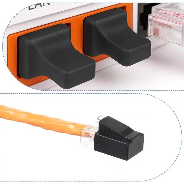 Alt view image 3 of 7 - Rj45 Dust Covers Caps, 10 Male + 10 Female Ethernet Port Cover Ethernet Lan Port Protector Rj45 Anti-Dust Cover Plugs Protector Stopper Cap for Fiber Optic Copper Rj45female Fiber Terminal Slot, Black