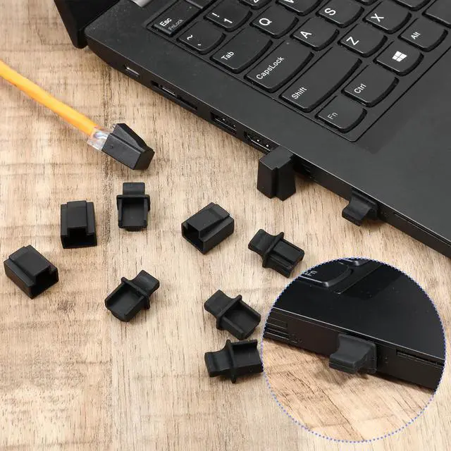 Alt view image 4 of 7 - Rj45 Dust Covers Caps, 10 Male + 10 Female Ethernet Port Cover Ethernet Lan Port Protector Rj45 Anti-Dust Cover Plugs Protector Stopper Cap for Fiber Optic Copper Rj45female Fiber Terminal Slot, Black